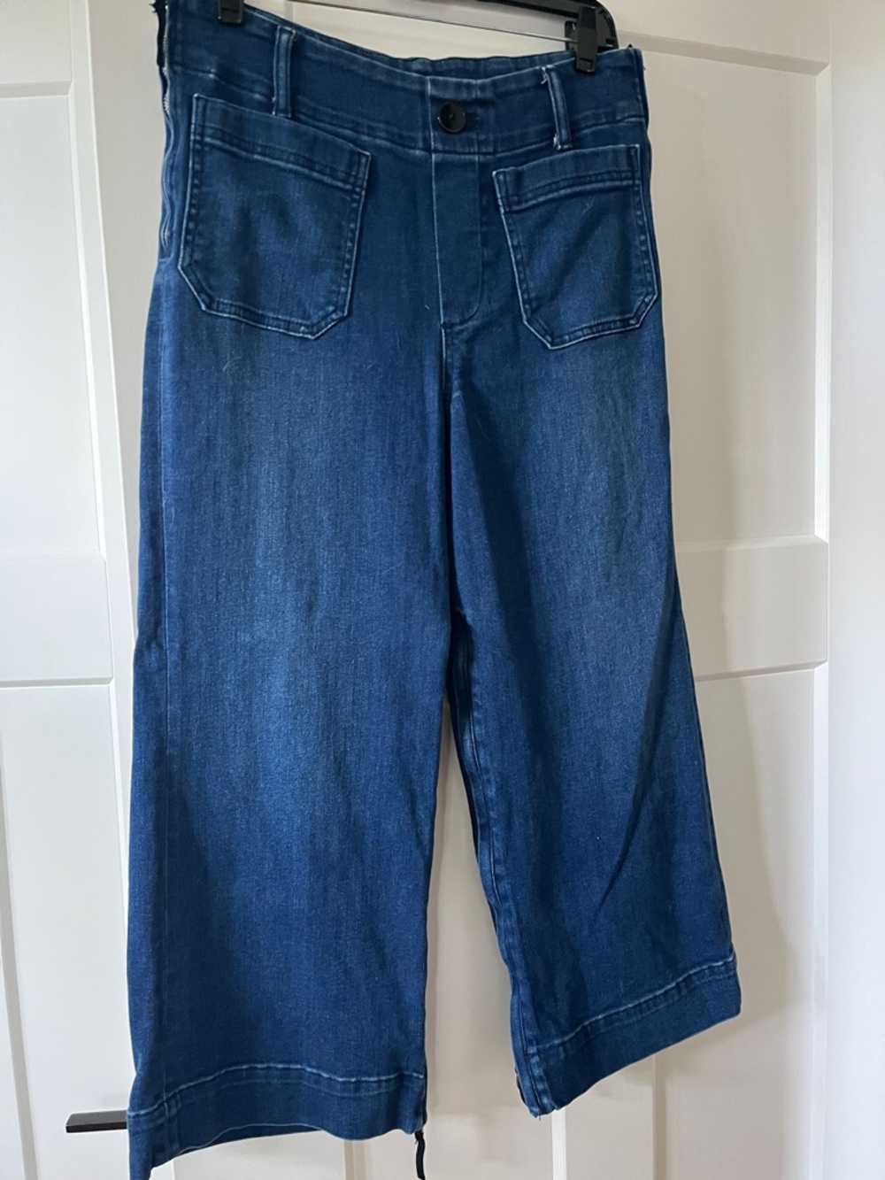Anthropologie Dark Blue Cropped Wide-Leg Jeans